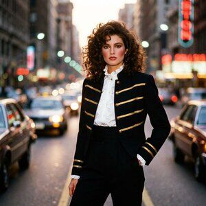 Gantos Vintage Black Bolero Crop Jacket with Gold Applique Accent Size 10